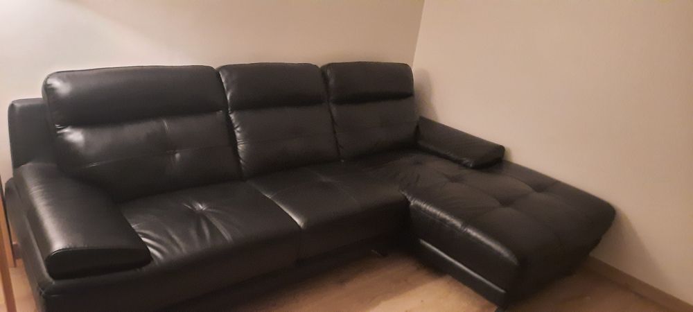 Sofá Chaise Longue preto pele