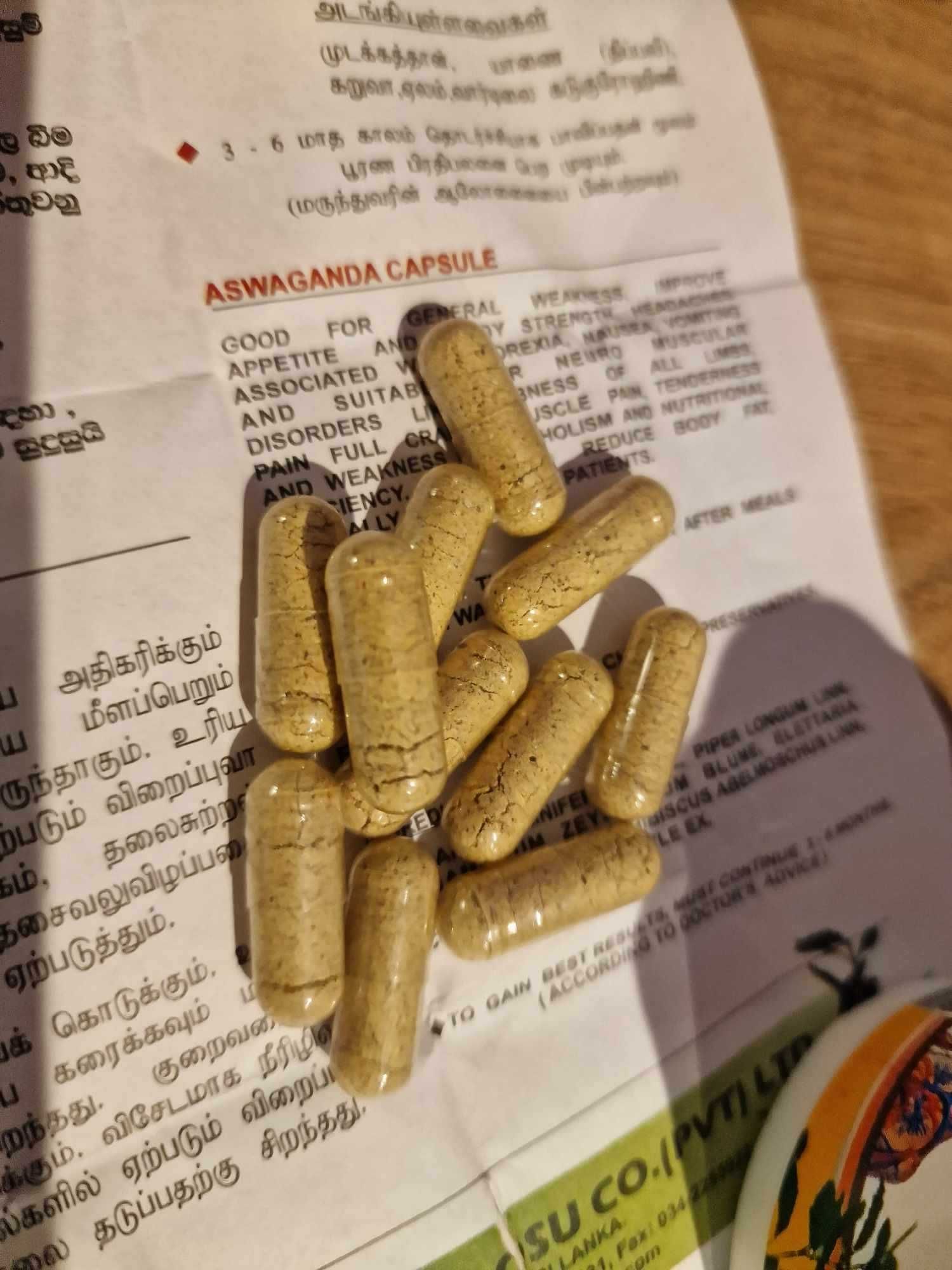 Ashwagandha kapsułki z ekstraktem ziół oryginalne ze SRI LANKI