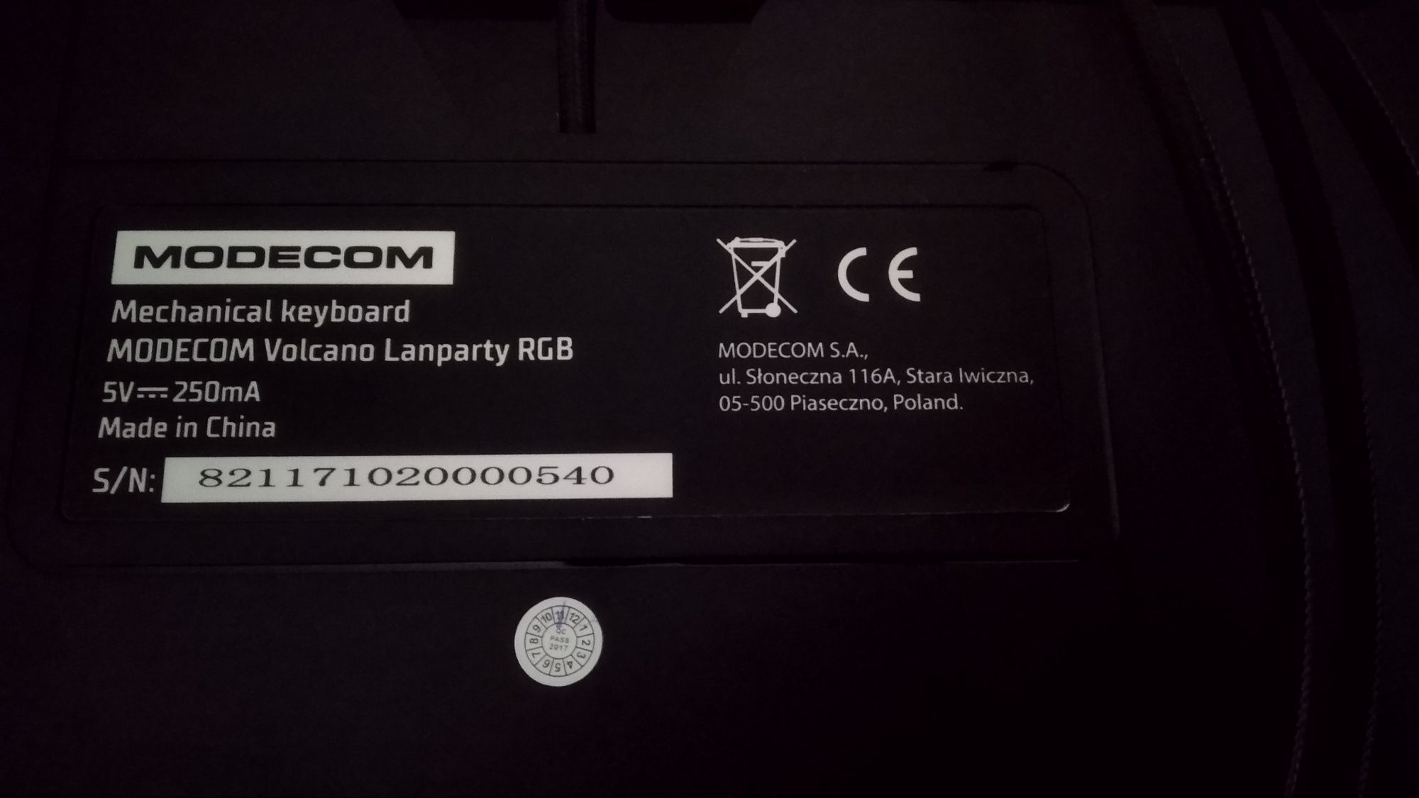 Клавиатура проводная Modecom Volcano RGB Lanparty Brown Switch USB