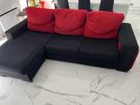 Sofá completo preto vermelho