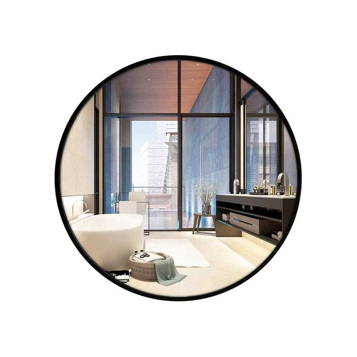 Lustro okrągłe ścienne loft metalowa rama 60 cm salon łazienka biuro