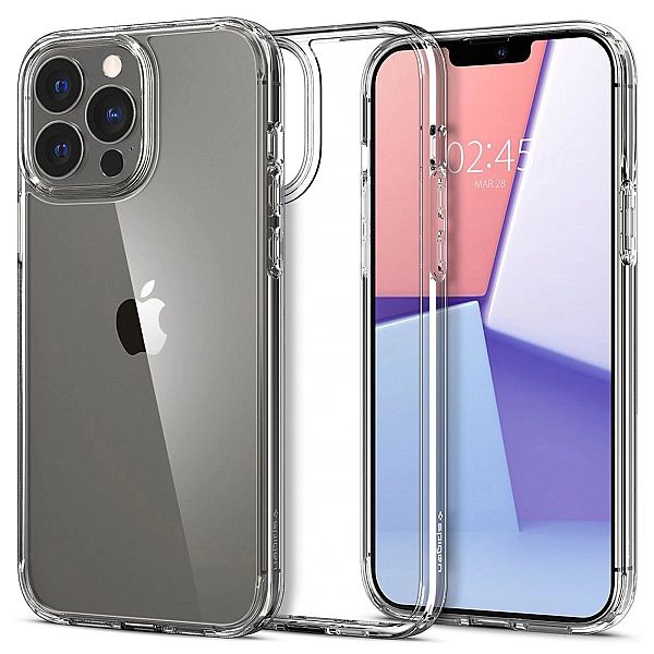 Etui Spigen Ultra Hybrid Crystal Clear + Szkło Płaskie do iPhone 13 Pr