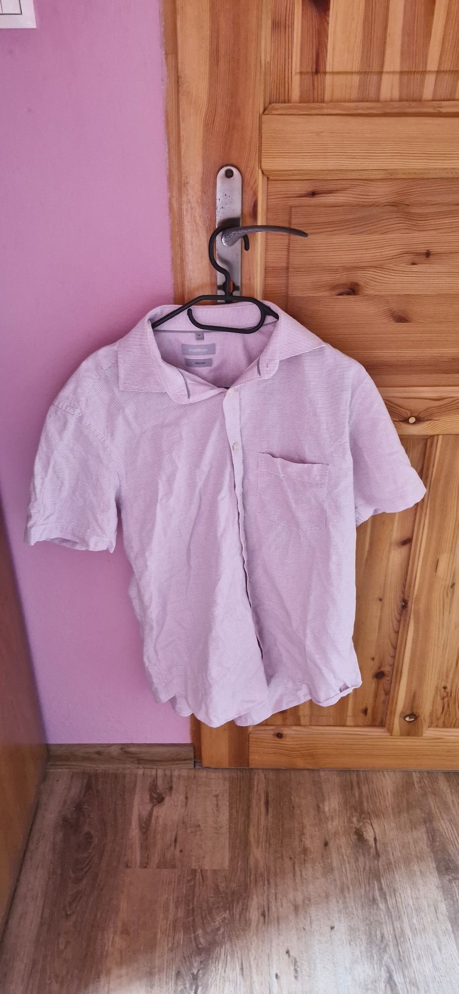 Koszulka polo koszula krótki rękaw w drobną pepitkę bawełna