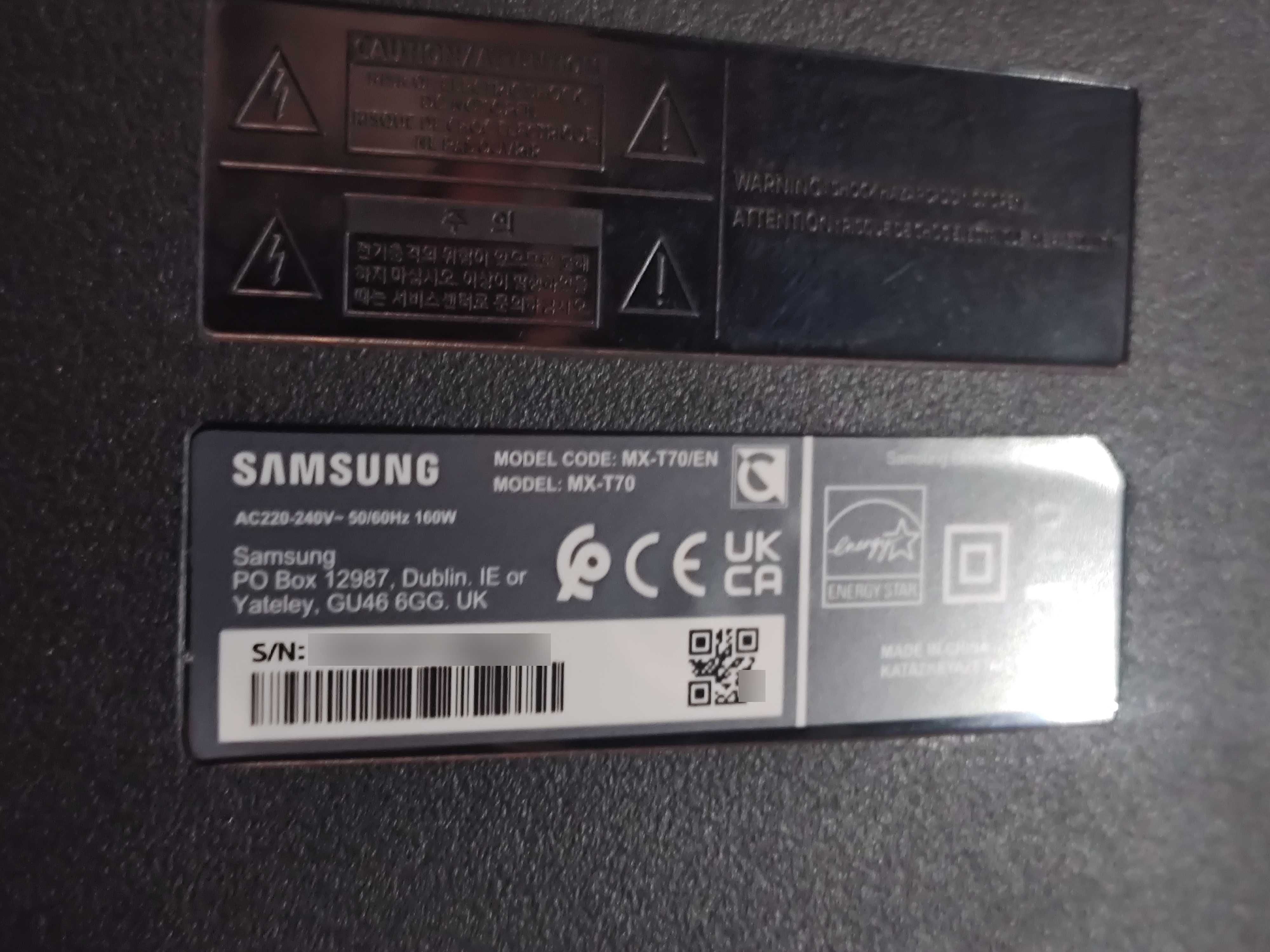 Głośnik Samsung MX-T70 1500W Bluetooth USB Stan DB Bass Boost