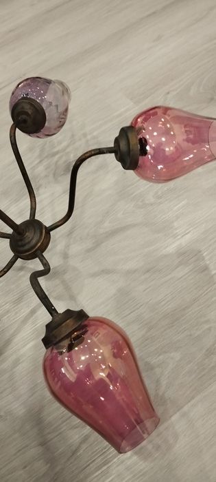 Conjunto vintage – Candeeiro de 5 braços + Globo anos 50 (rosa claro)