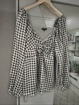 Elegancka bufiasta bluzka w kratkę Simply Be plus size 6xl 7xl 8xl