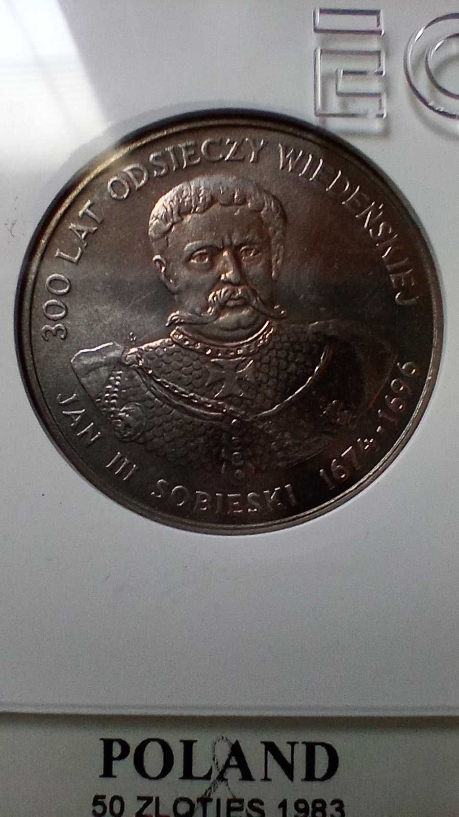 Stare monety 50 złotych 1983 Sobieski PRL grading MS63