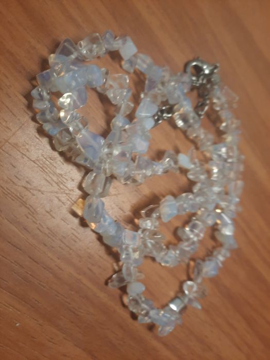 Naszyjnik kryształ górski+opal talizman