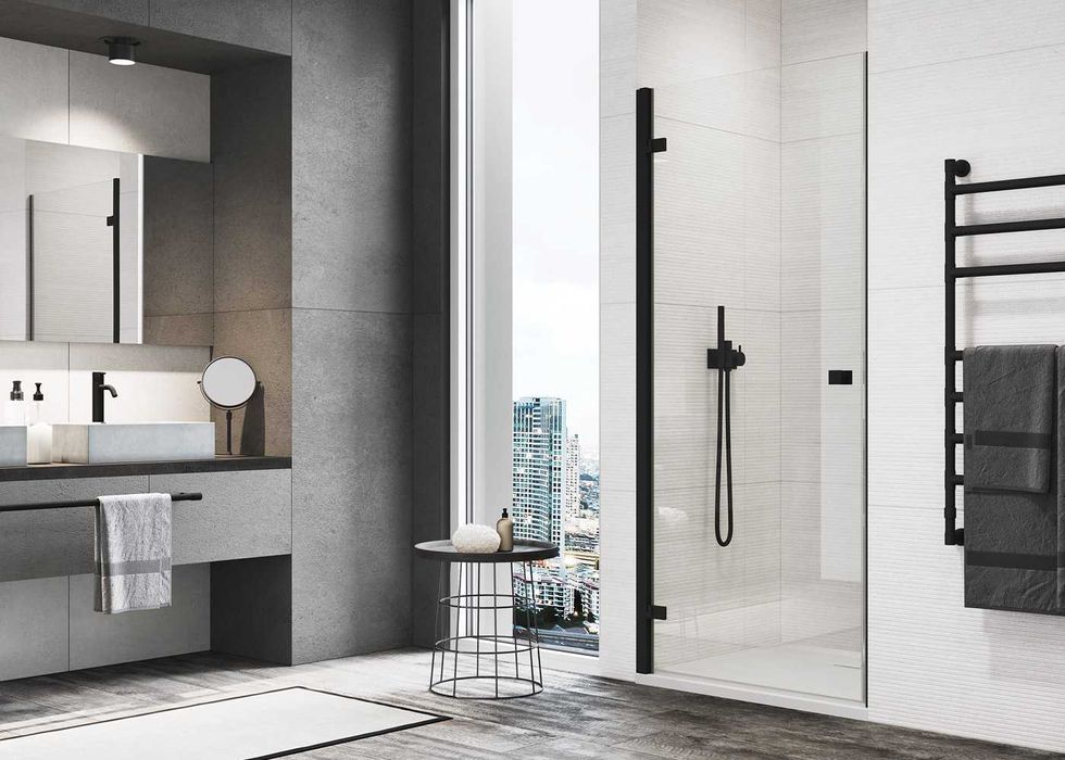 Ronal Drzwi prysznicowe 1-cz, prawe 80x200 czarny mat AN1CD080.00607