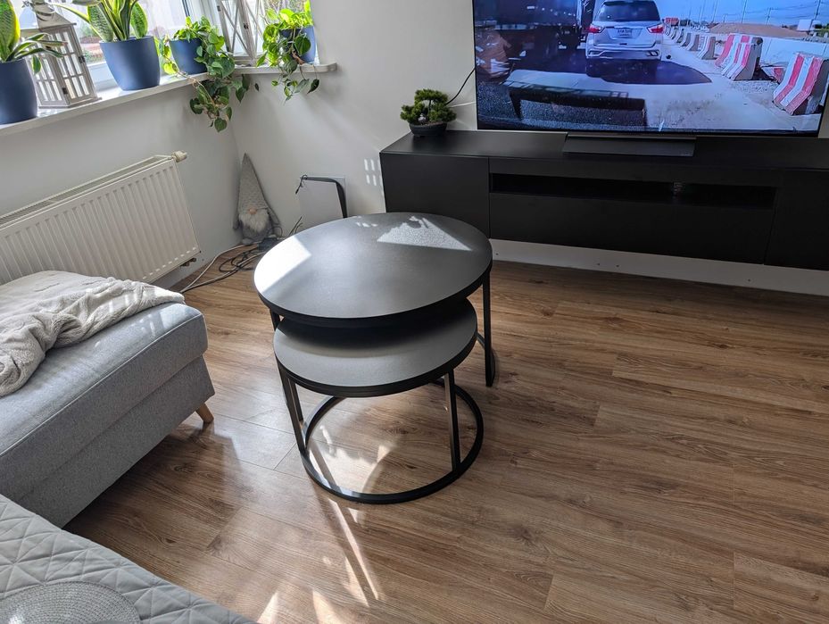 STOLIK KAWOWY 2w1 OKRĄGŁY MJU 80  60CM  czarny mat