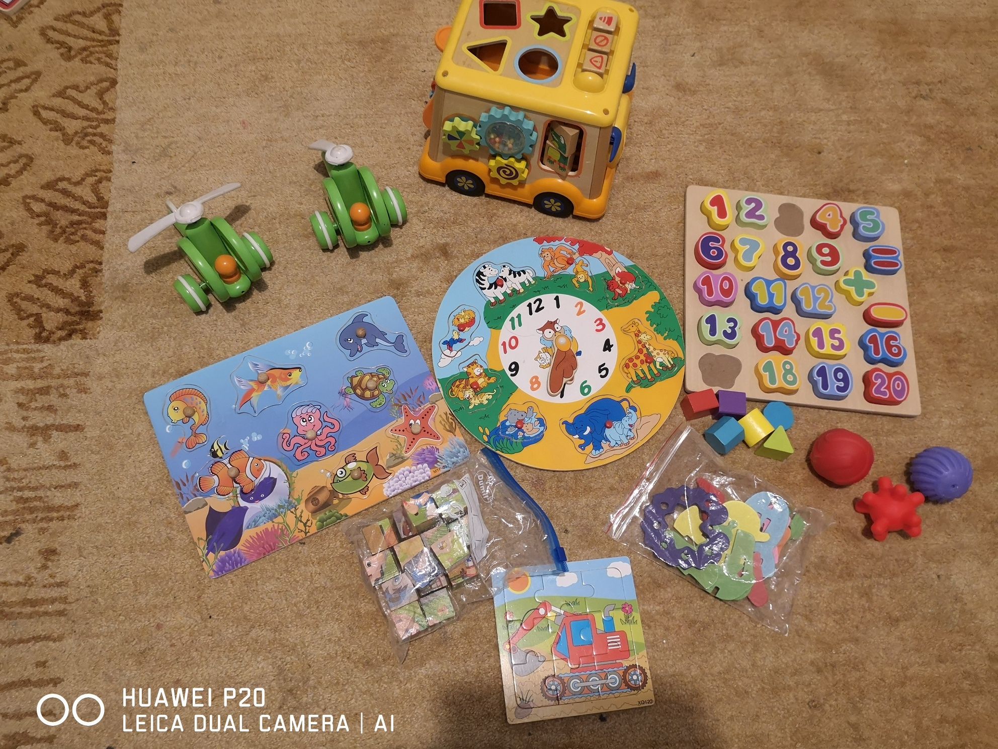 Zabawki drewniane układanki sorter