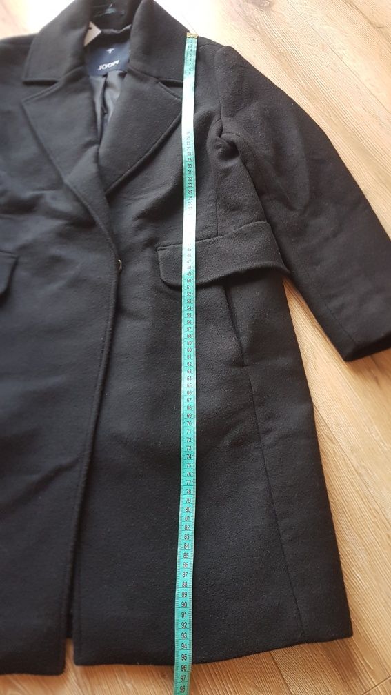 Joop piękny płaszcz damski wełniany wool M 38 czarny zimowy