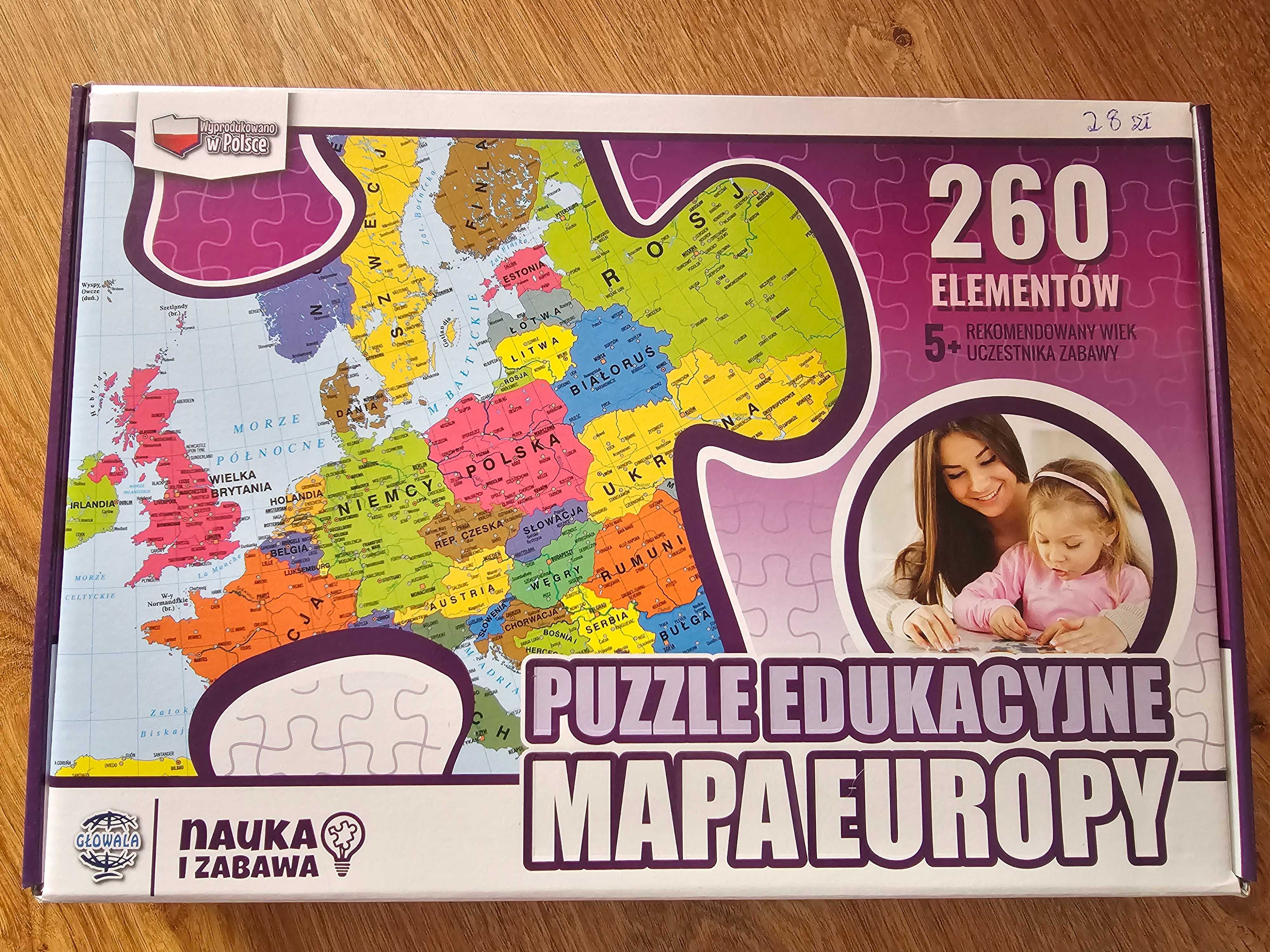 Puzzle Edukacyjne Mapa Europy 260 Nauka i zabawa 5+ Głowala