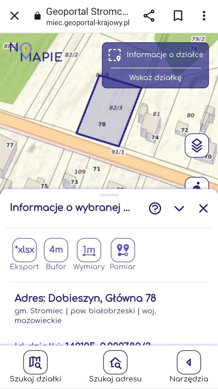 Działka budowlana Dobieszyn Główna 78