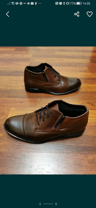 Eleganckie Skórzane Ocieplane Buty Męskie Lekkie Wygodne Tylko Roz.44
