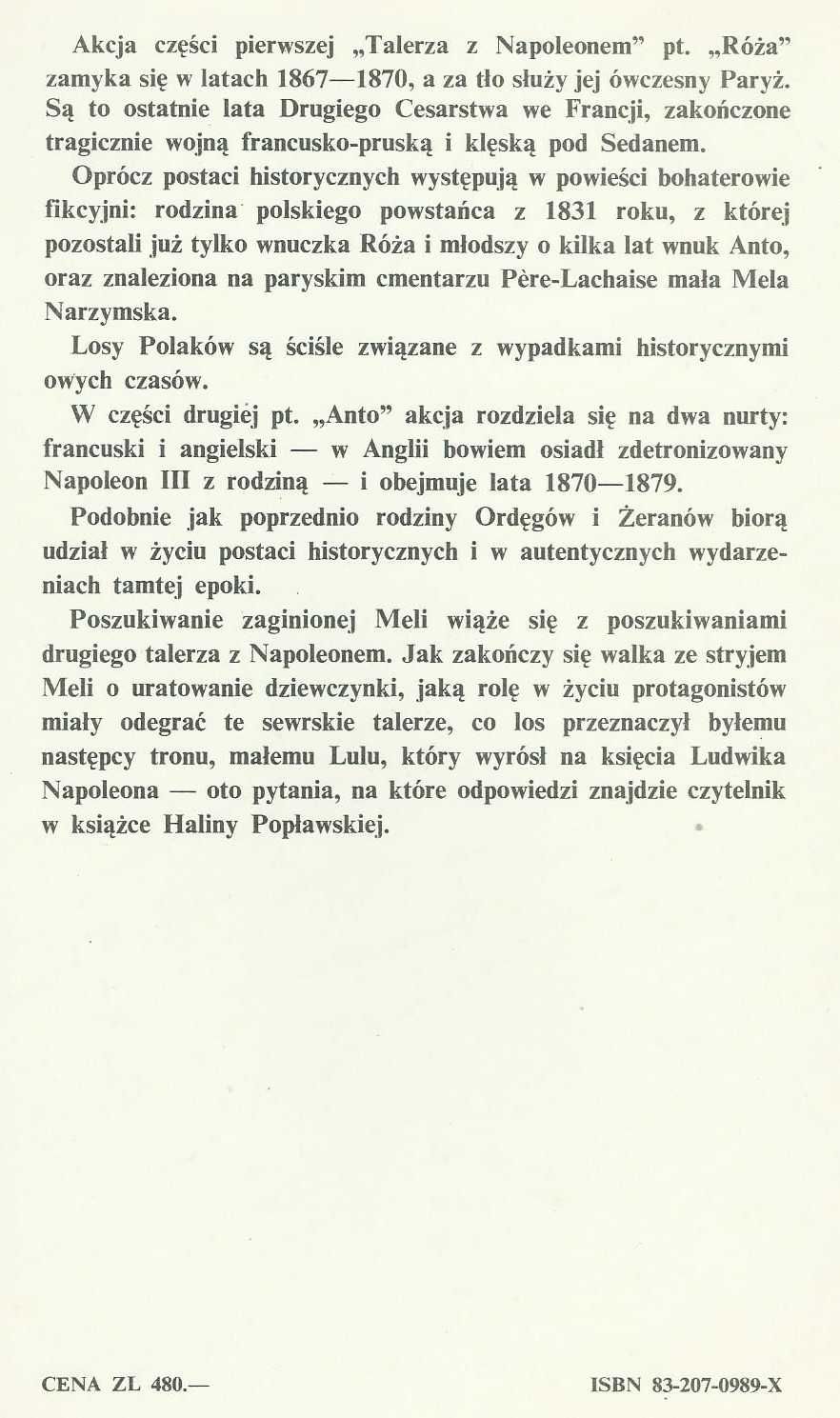 Talerz z Napoleonem i inne romanse historyczne Halina Popławska