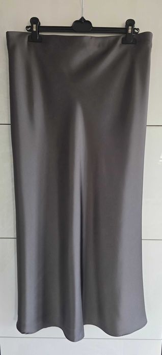 Spódnica satynowa Zara rozm. L grafit szara stalowa NOWA