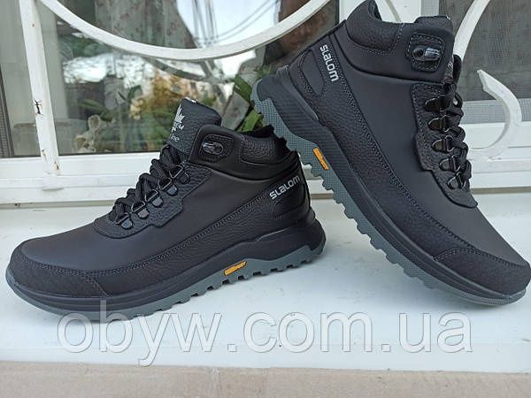 Зимние мужские кожаные ботинки на меху Slalom