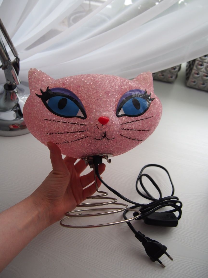 Lampka lampa nocna kot różowy pantera bratz 2000s vintage