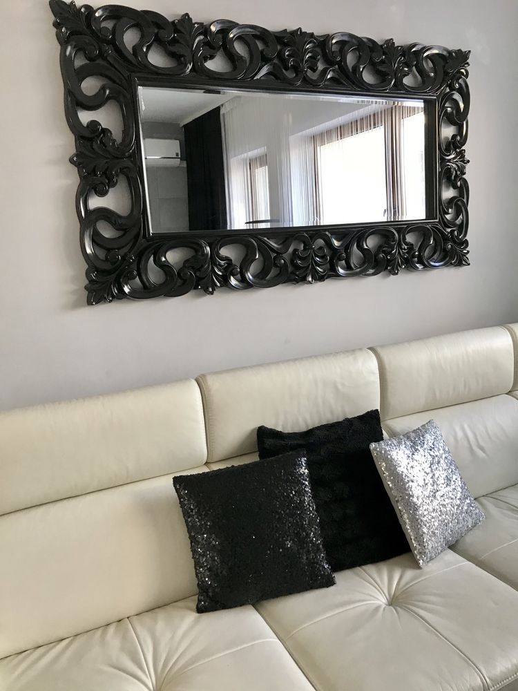 XXL ogromne lustro glamour czarny połysk 169x92cm