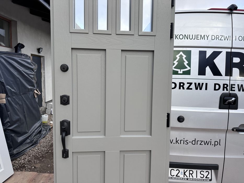 Drzwi zewnętrzne drewniane Amerykańske schlage czarna 98x238 nietypowe