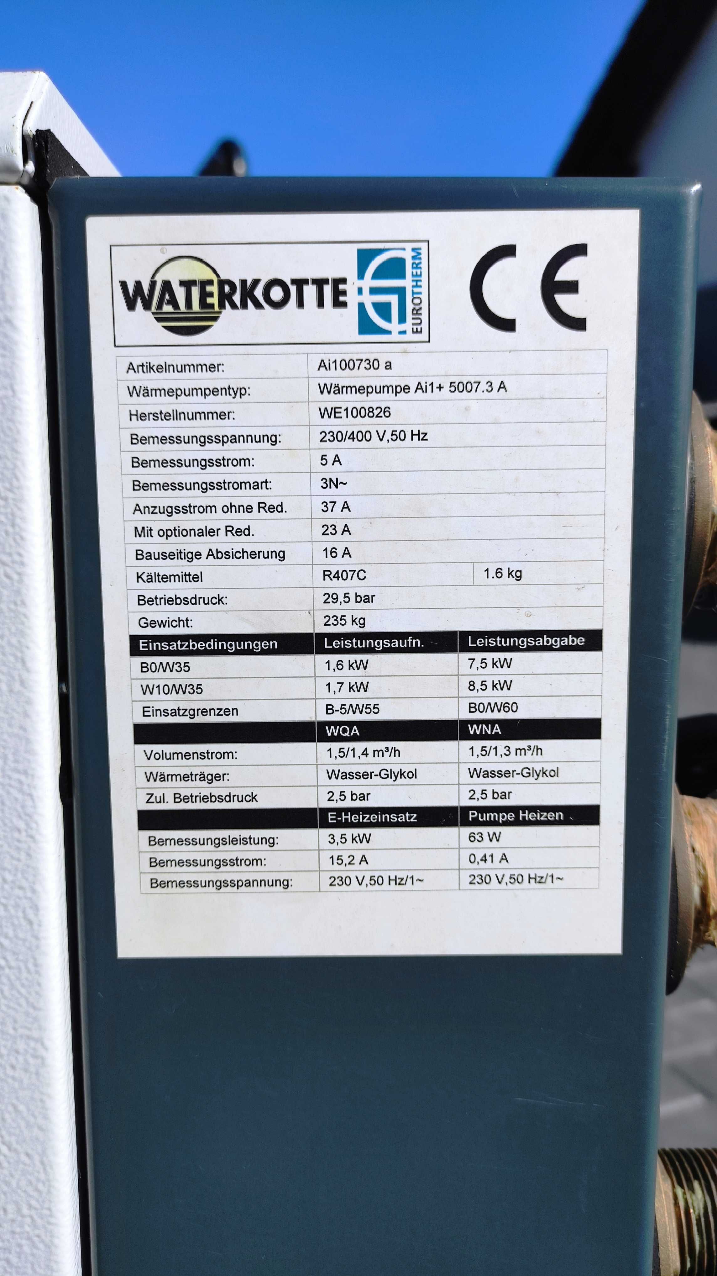 Pompa ciepła 8 / 14 KW woda woda gruntowa WATERKOTTE