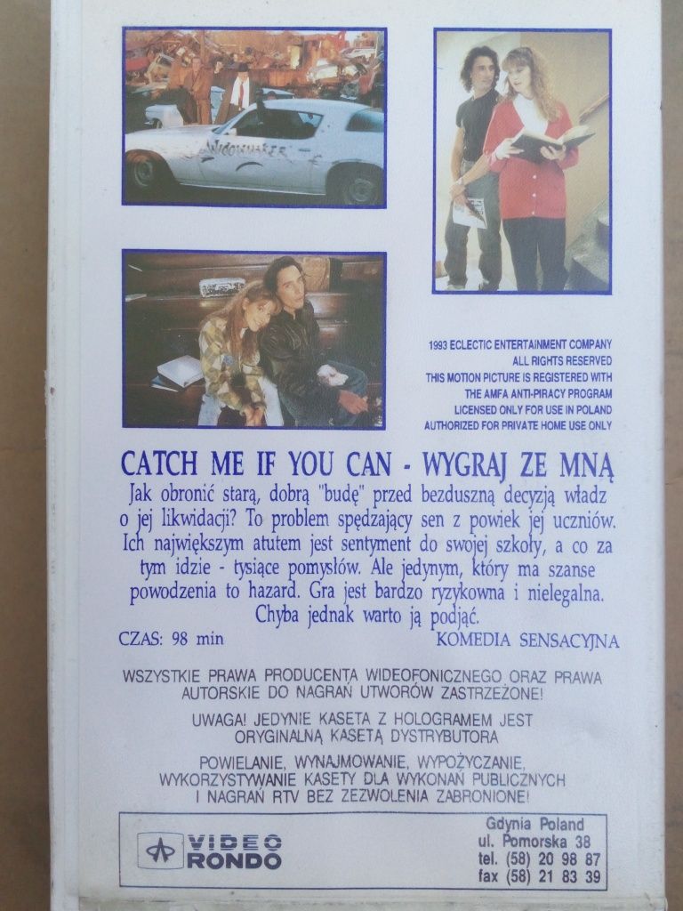 VHS – CATCH ME IF YOU CAN / WYGRAJ ZE MNĄ – Video Rondo, 1993 – rzadki