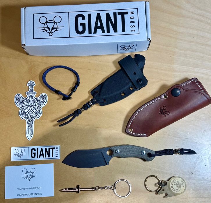 Nóż z głownią stałą GiantMouse GMF1 XL Green Canvas Micarta N690