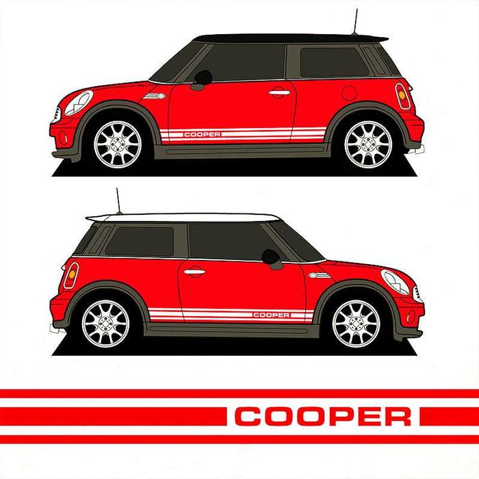 Faixas Laterais Mini (Retro Style Cooper 1275 GT R50 R52 R53 R56 R57)