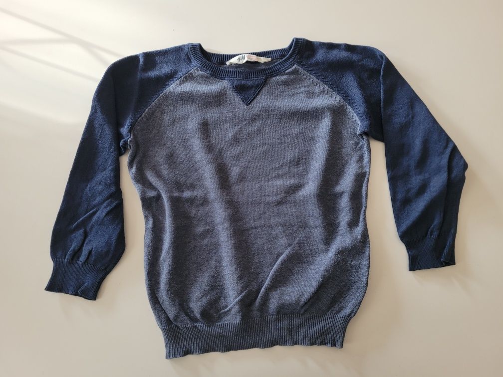 SWETEREK H&M r 128 134 niebieski dla chłopca elegancki świeta