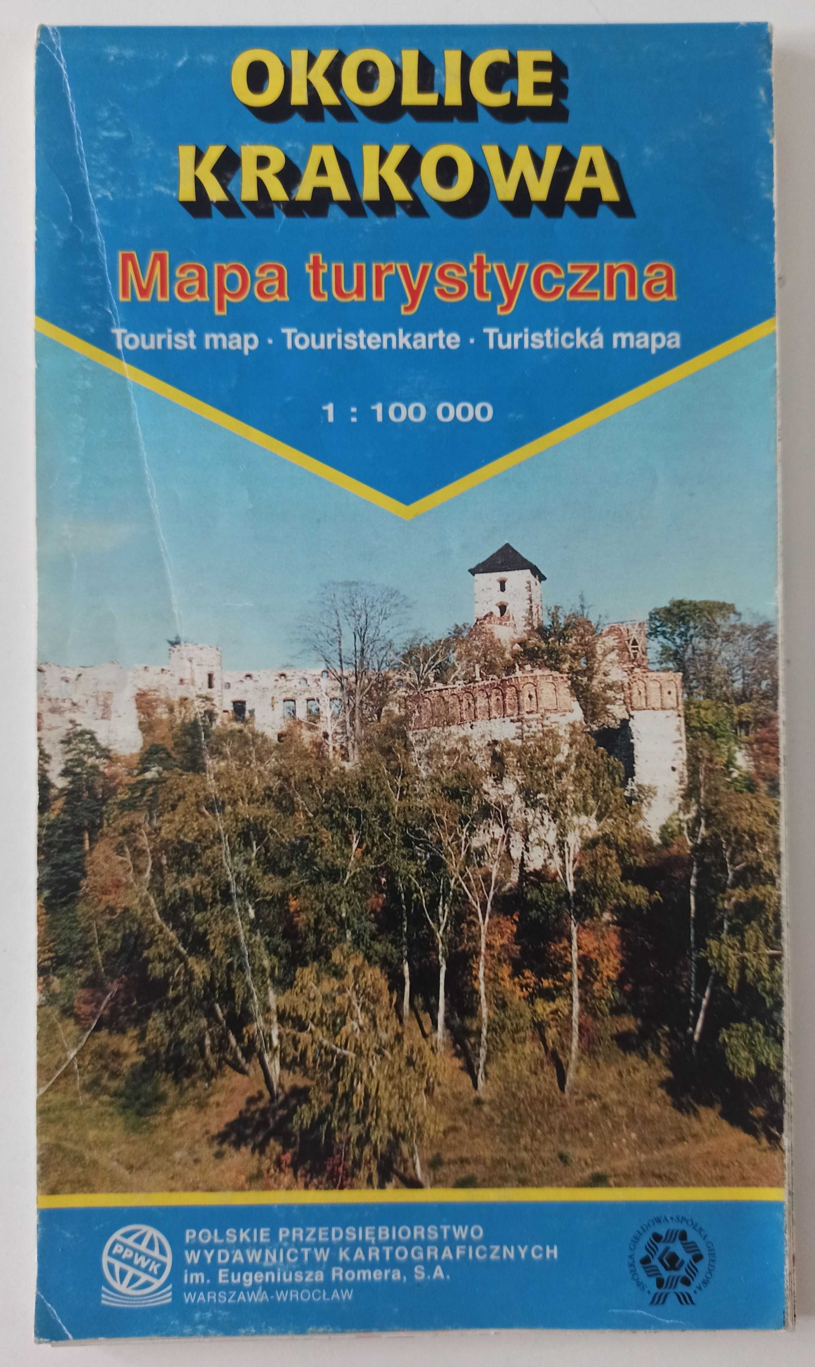 okolice Krakowa Kraków mapa turystyczna 2000 rok