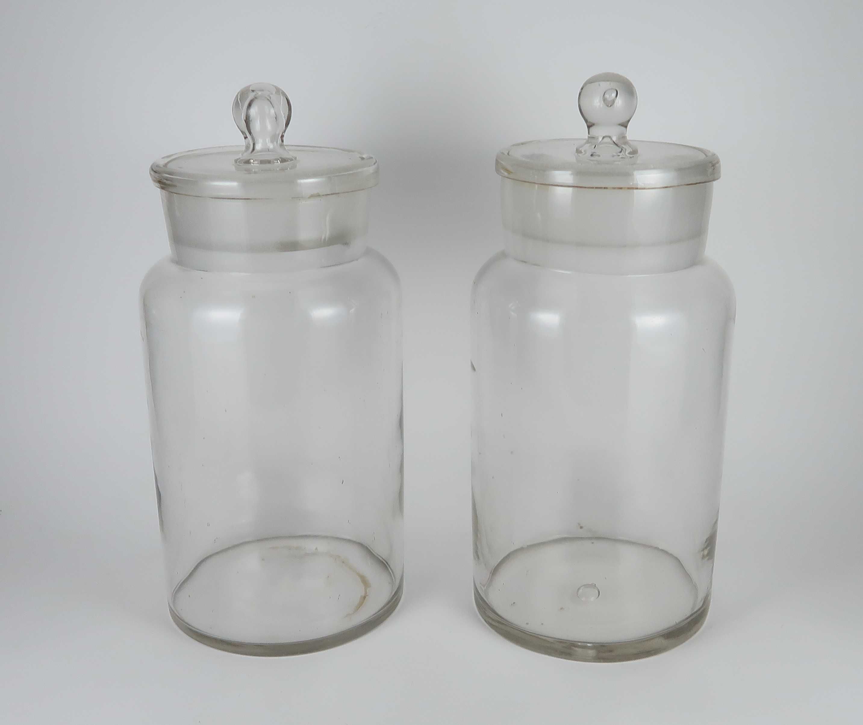 Potes de mantimentos de 24 cm em vidro Séc. XIX, CADA