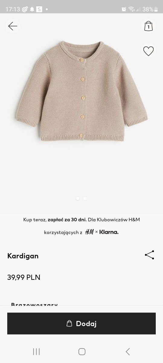 Sweterek h&m rozmiar 86