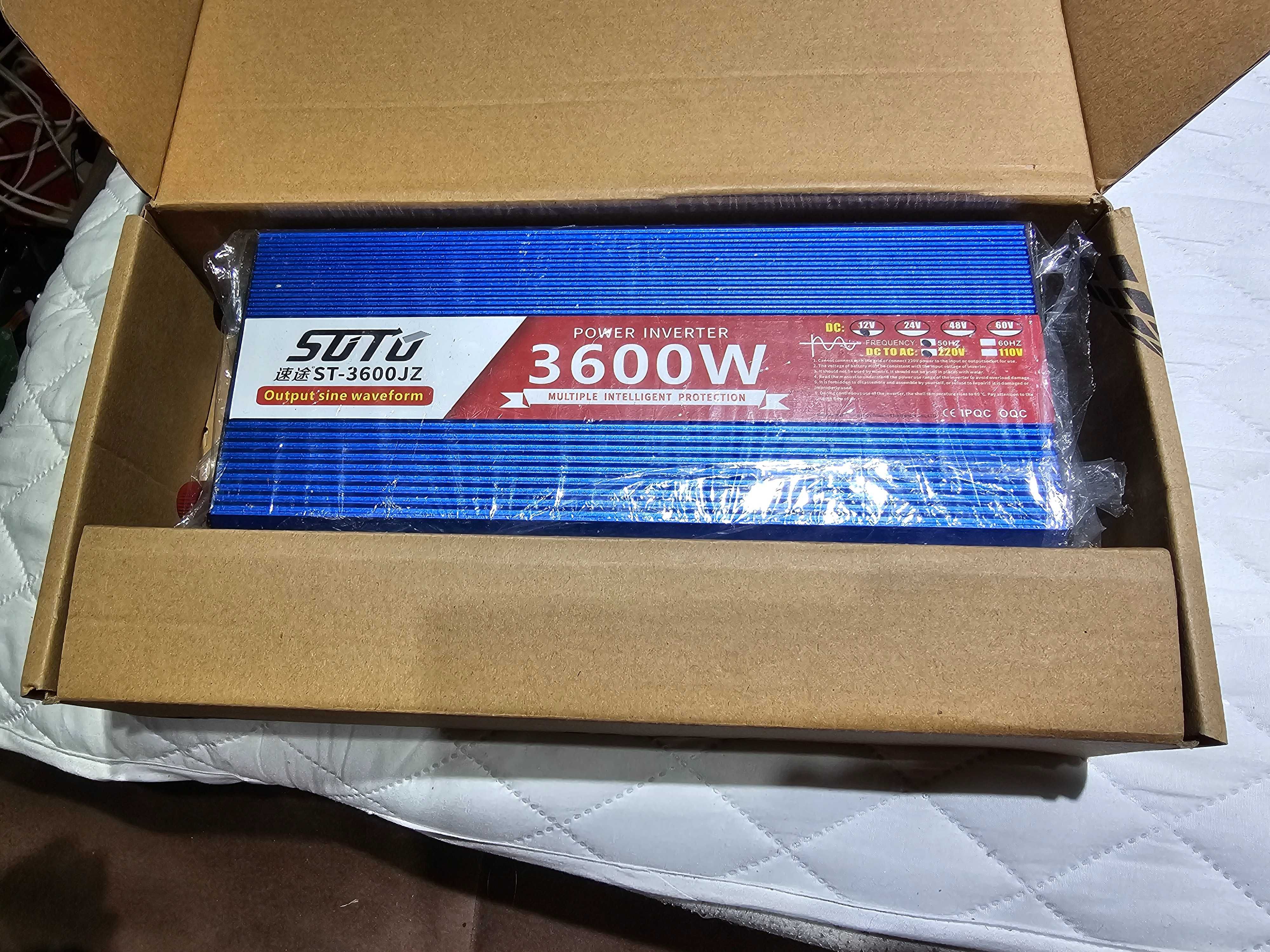 Якісний інвертор SUTU 3600W чистий синус, з кольоровим дисплеєм
