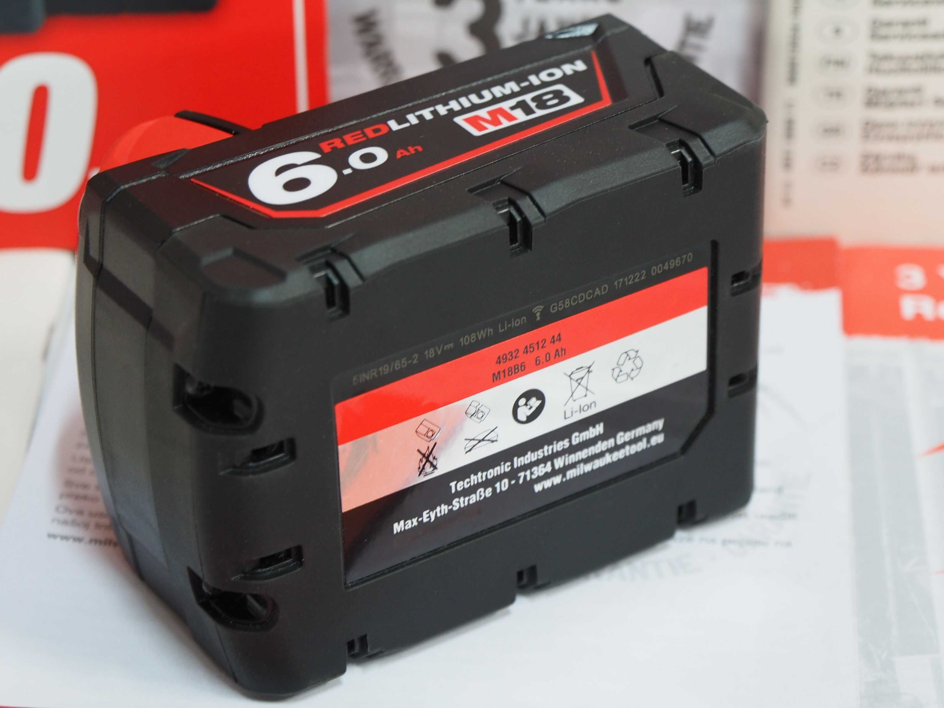 Najmocniejsza bateria MILWAUKEE B6 M18 -18v 6ah akumulator 5ah nowy
