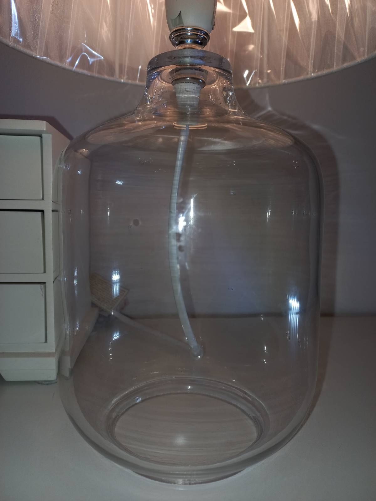 Lampa lampka glamour szklana przeźroczysta nocna stołowa