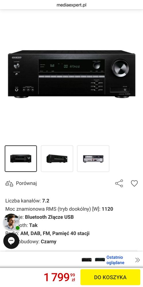 Amplituner ONKYO TX-SR494BDAB gwarancja
