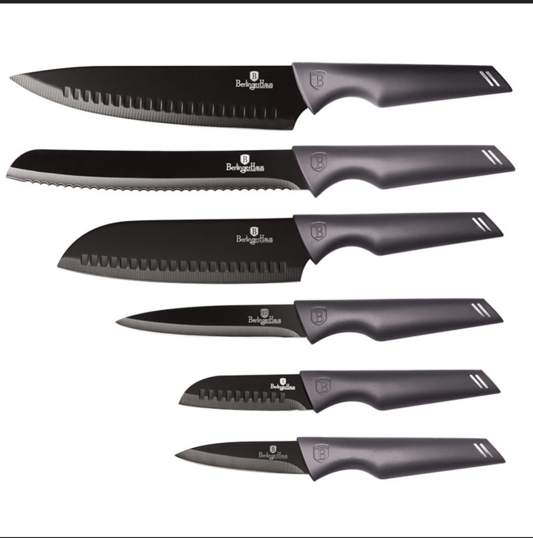Nowy zestaw 6 noży kuchennych carbon pro BerlingerHaus