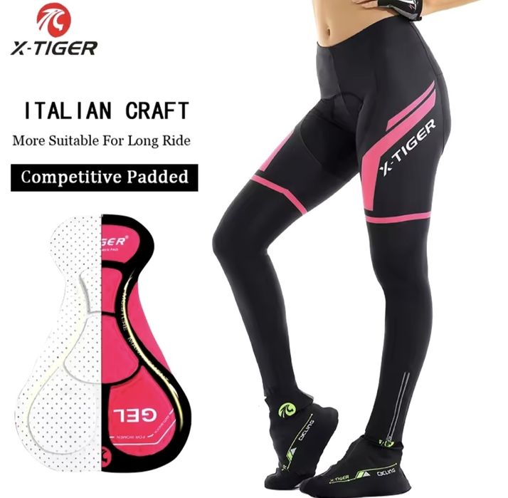 Legginsy Spodnie Rowerowe Kolarskie Długie z Wkładką Żelową 3D X-Tiger