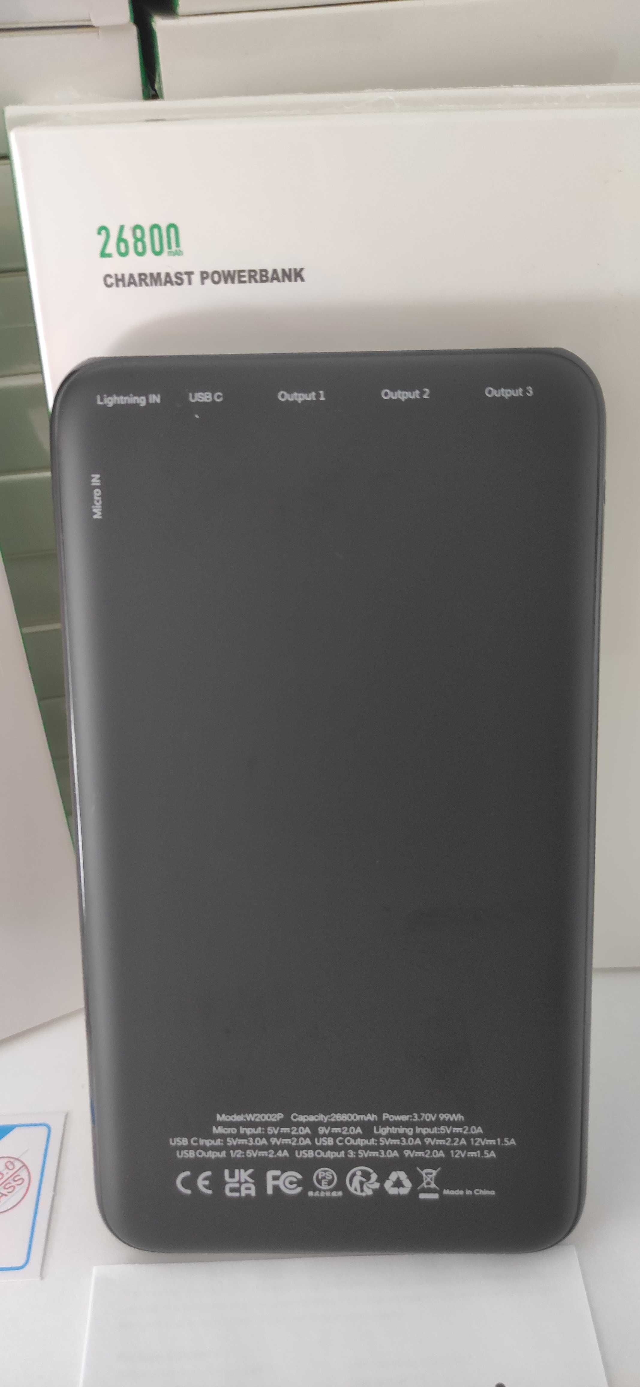 Power Bank, ПоверБанк Charmast на 26800 mAh, быстрая зарядка