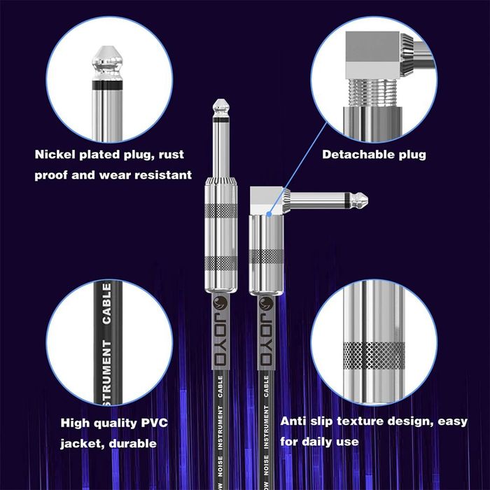 Гитарный кабель JOYO CM-12 с шумоподавлением, 6,35 мм