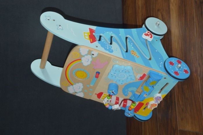 Interaktywny drewniany chodzik, pchacz, jeździk – motyw morski 120 zł