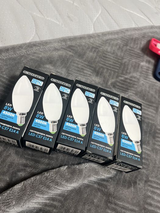 Світодіодна лампа, Led лампа 8w, 4500к, цоколь E14, комплект 5шт