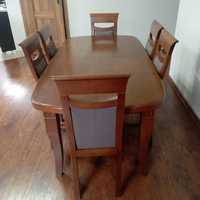 Stół drewniany+6 krzeseł kalwaryjskie.