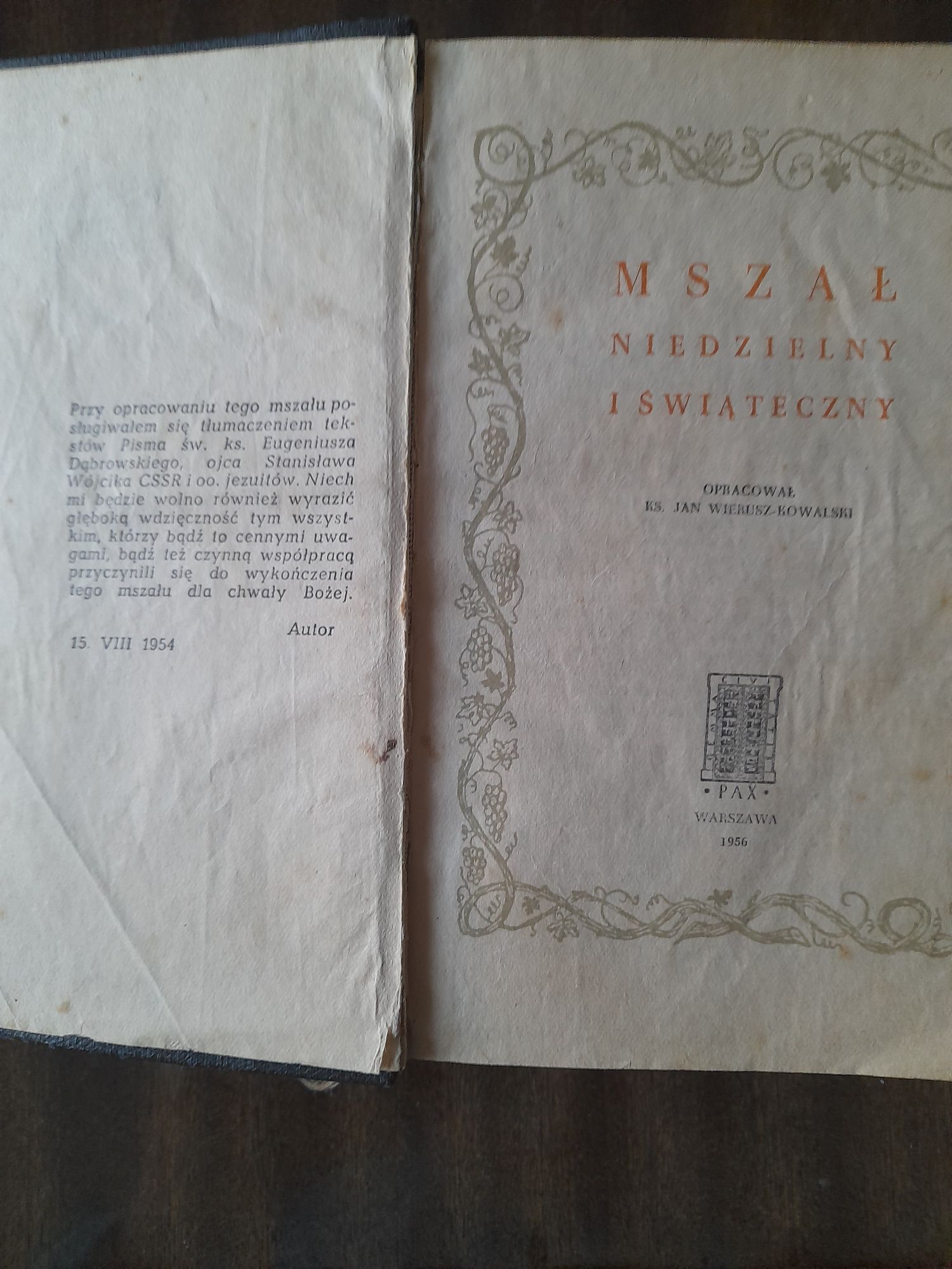 Zabytkowy mszał wydany  1956r.