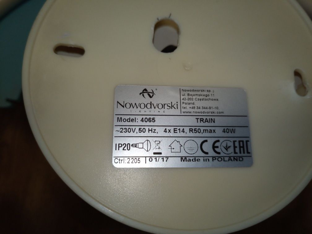 Lampa sufitowa Nowodvorski Train dziecięca chłopięca