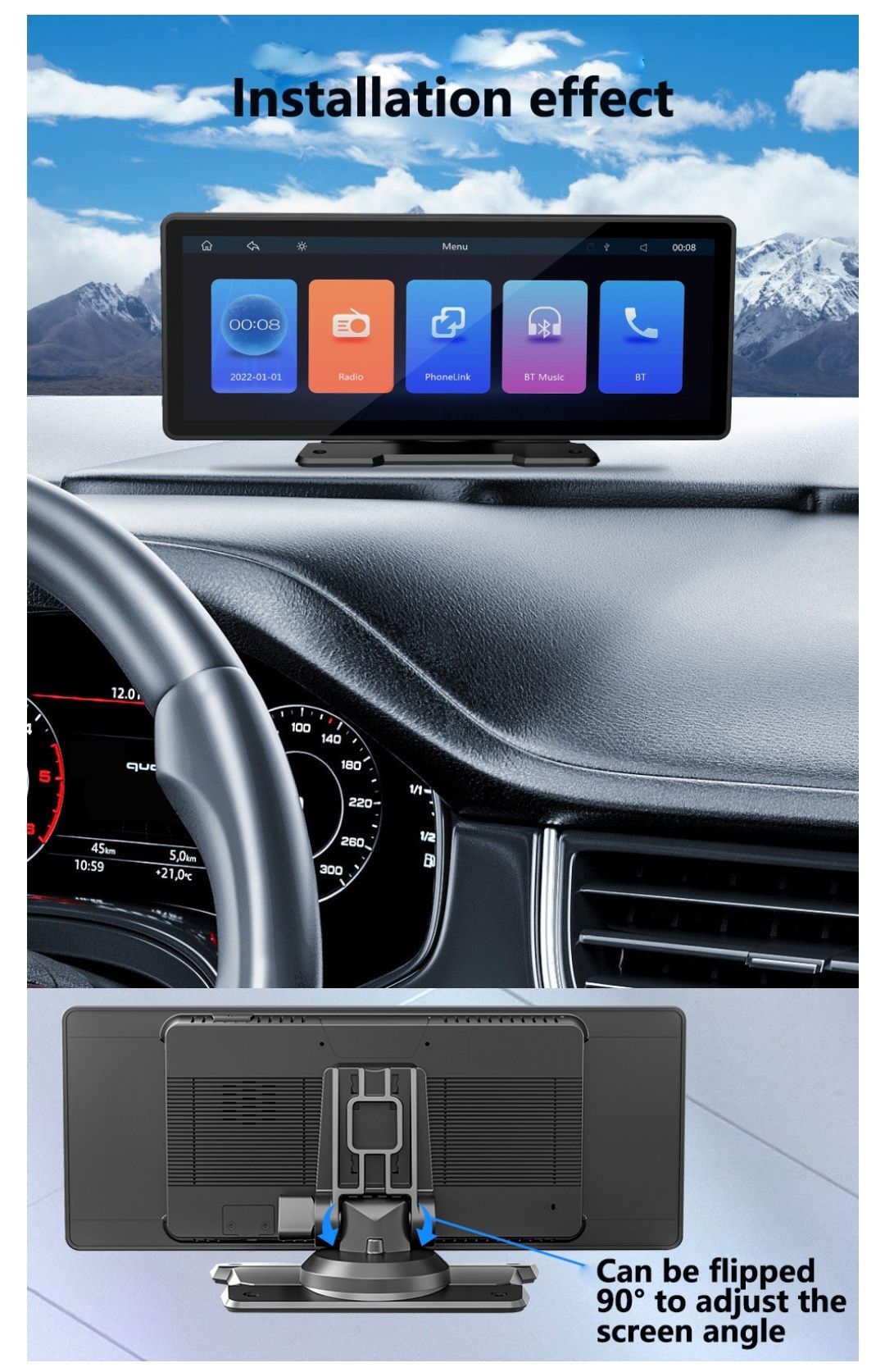 Rádio portátil 10,26 polegadas android auto e Carplay Bluetooth NOVO