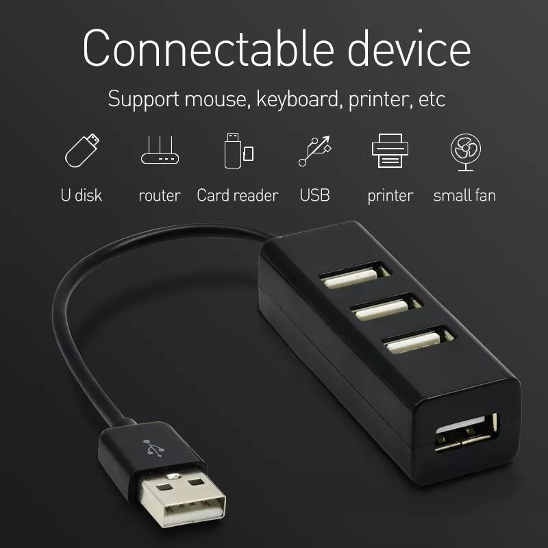 4-портовый мини-USB-адаптер usb-хаб