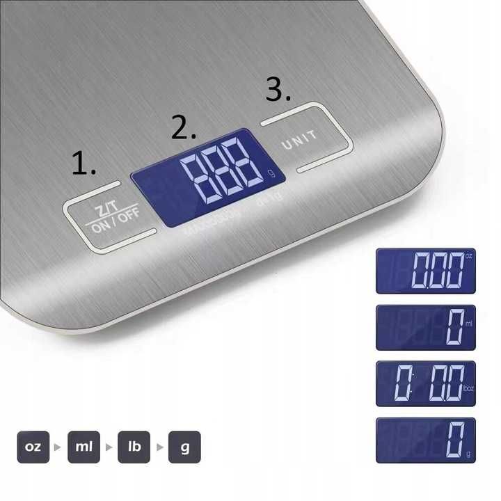Waga GASTRONOMICZNA KUCHENNA elektroniczna LCD do 10 KG Srebrna