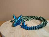 Dragão articulado azul e dourado